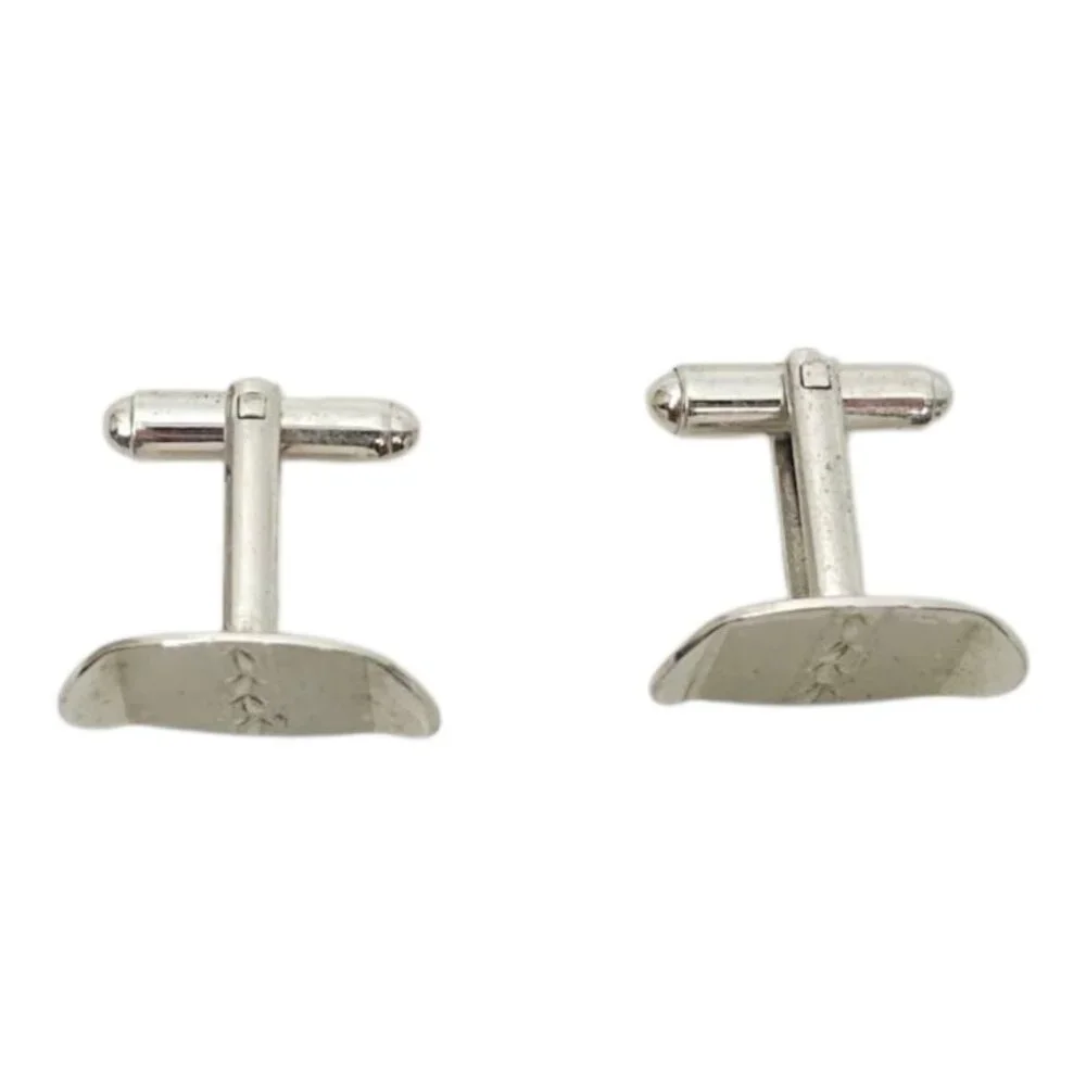 Shields Silvertone Etched Cufflinks Rectangle Men Vintage MCM Jewelry Accessory